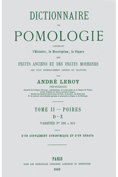 Dictionnaire de pomologie, tome II : Poires